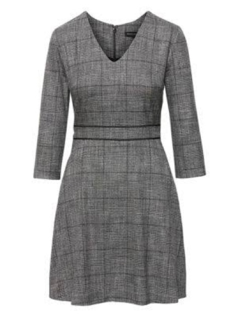 Banana Republic Gray Plaid V-Neck Dress - Women